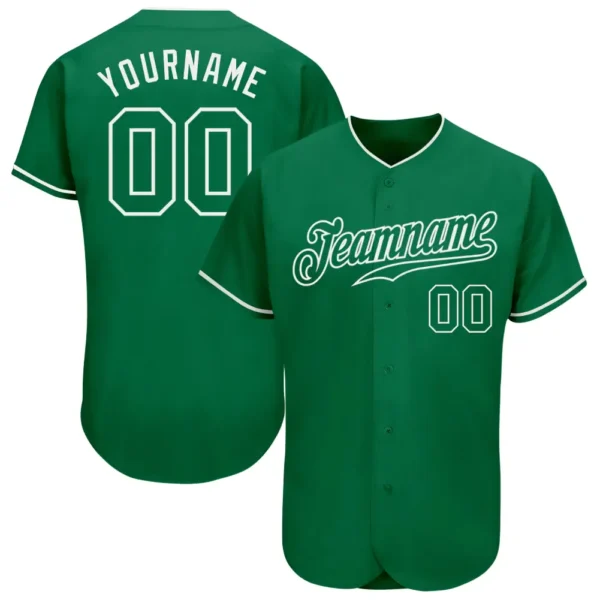 Custom Kelly Green Baseball Jersey with Kelly Green-White