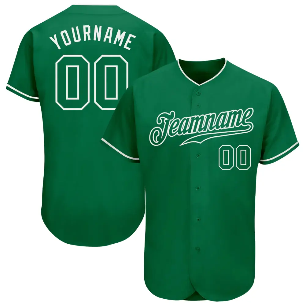 Custom Kelly Green Baseball Jersey with Kelly Green-White
