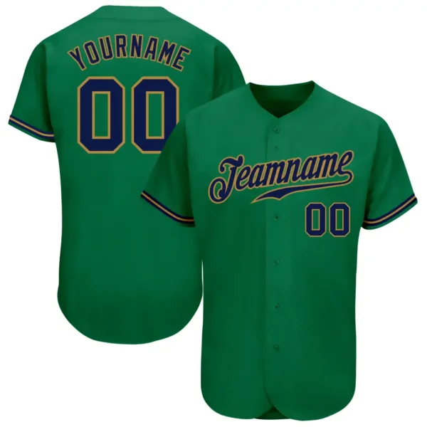 Custom Kelly Green Baseball Jersey with Navy-Old Gold