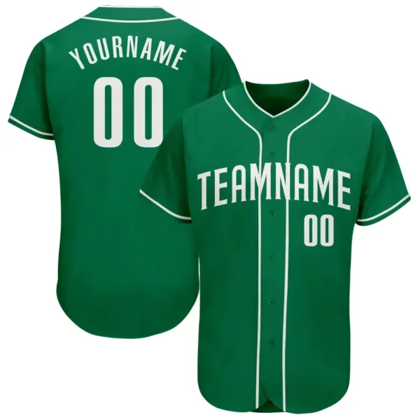 Custom Kelly Green Baseball Jersey with White