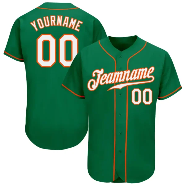 Custom Kelly Green Baseball Jersey with White-Orange