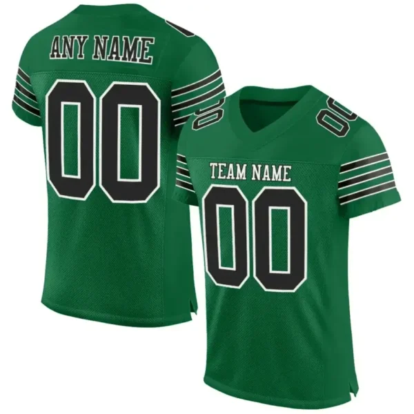 Custom Kelly Green Mesh Football Jersey with Black