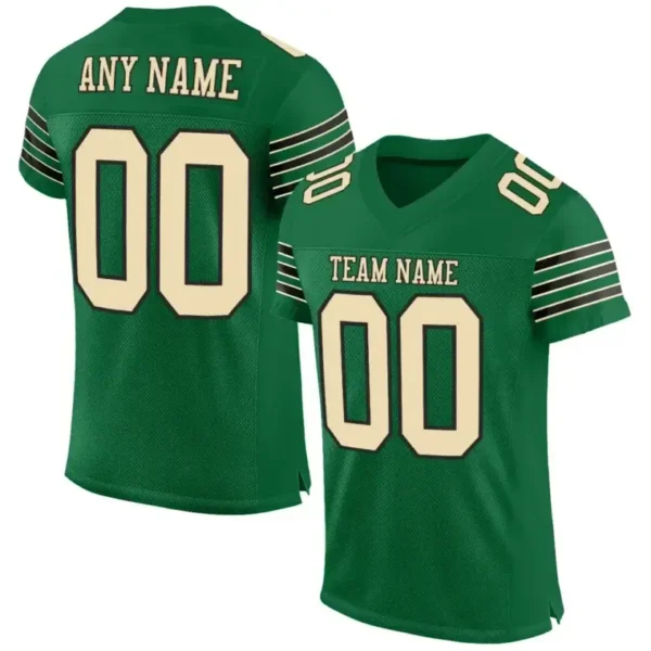 Custom Kelly Green Mesh Football Jersey with Cream-Black