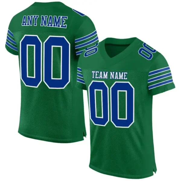 Custom Kelly Green Mesh Football Jersey with Royal