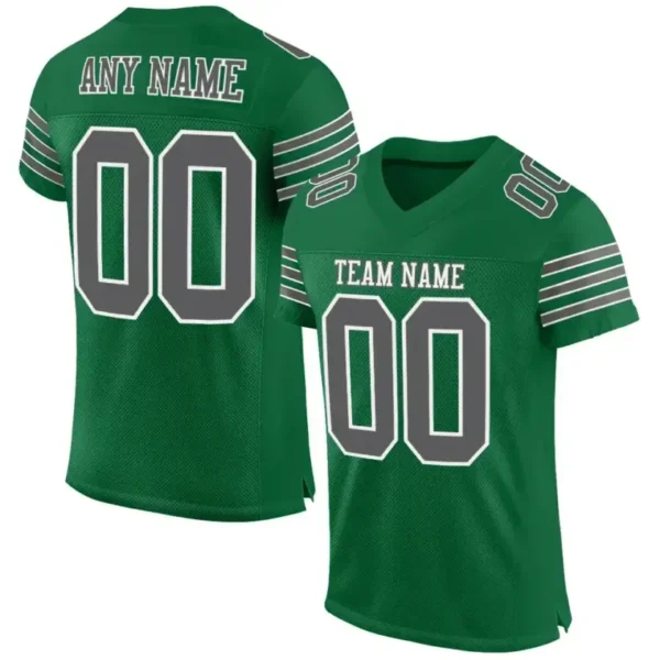 Custom Kelly Green Mesh Football Jersey with Steel Gray