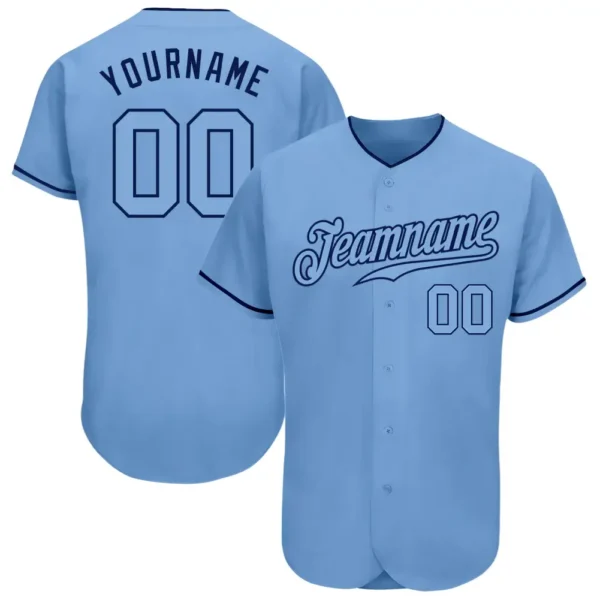 Custom Light Blue Baseball Jersey with Light Blue-Navy