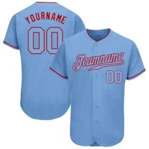 Custom Light Blue Baseball Jersey with Light Blue-Red