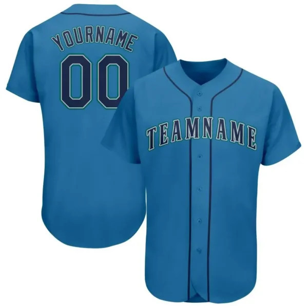 Custom Light Blue Baseball Jersey with Navy-Teal
