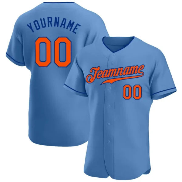Custom Light Blue Baseball Jersey with Orange-Royal