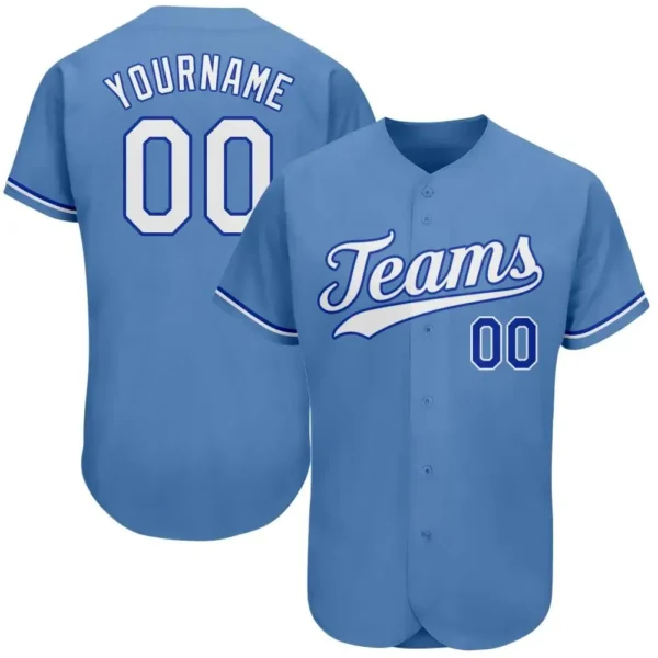 Custom Light Blue Baseball Jersey with White-Royal