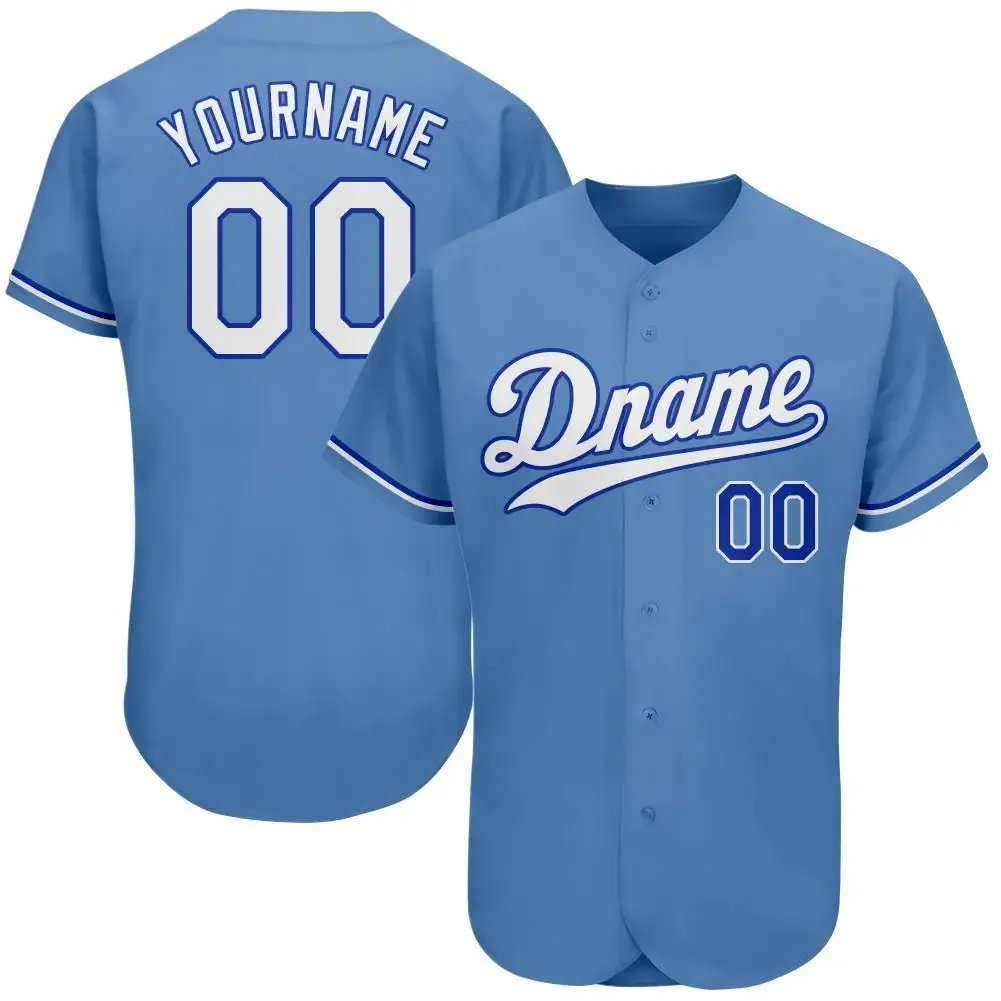 Custom Light Blue Baseball Jersey with White-Royal