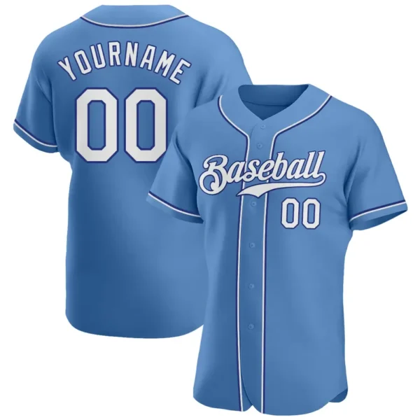 Custom Light Blue Baseball Jersey with White-Royal