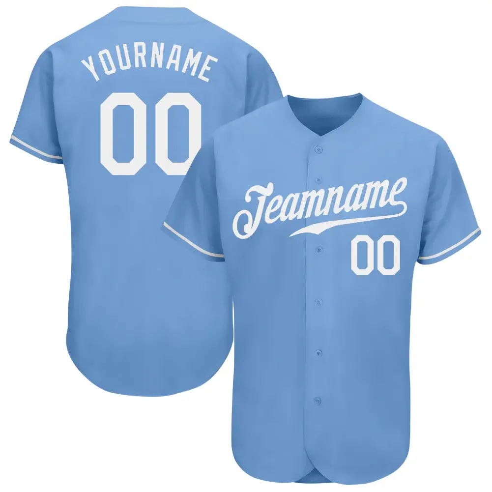 Custom Light Blue Baseball Jersey with White
