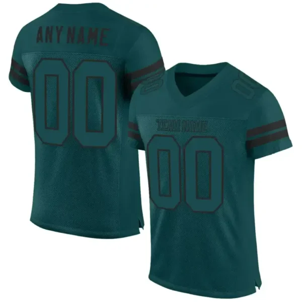 Custom Midnight Green Mesh Football Jersey with Black