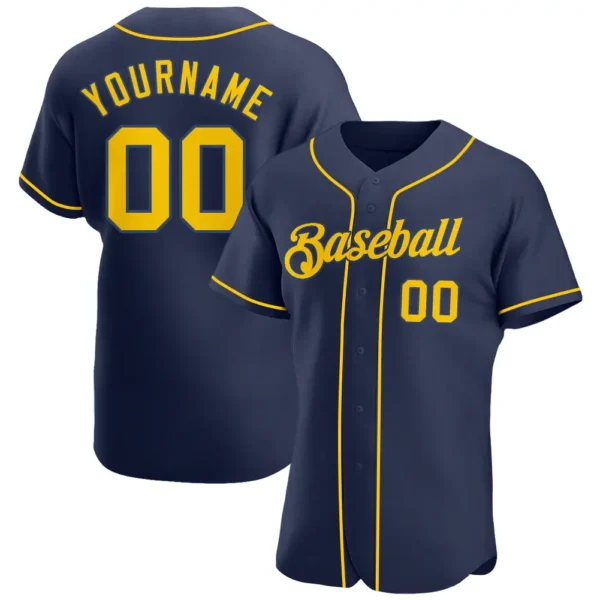 Custom Navy Baseball Jersey with Gold-Navy