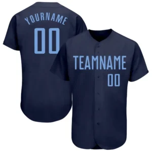 Custom Navy Baseball Jersey with Light Blue