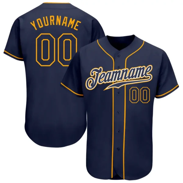 Custom Navy Baseball Jersey with Navy-Gold