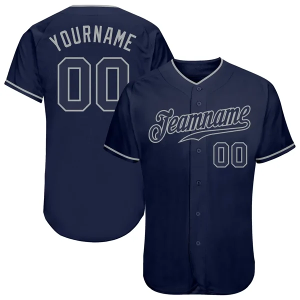 Custom Navy Baseball Jersey with Navy-Gray