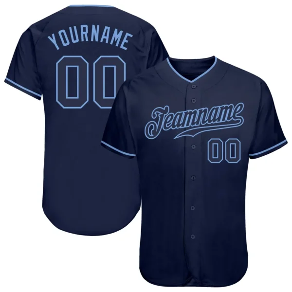 Custom Navy Baseball Jersey with Navy-Light Blue