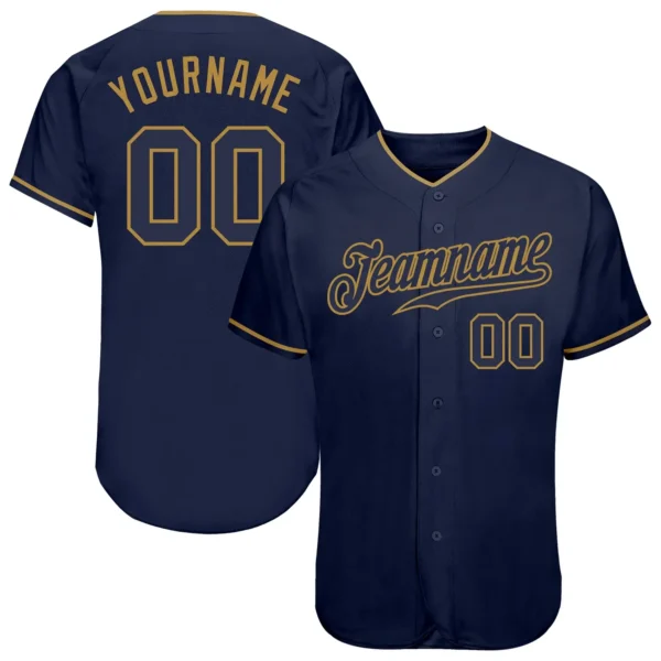 Custom Navy Baseball Jersey with Navy-Old Gold