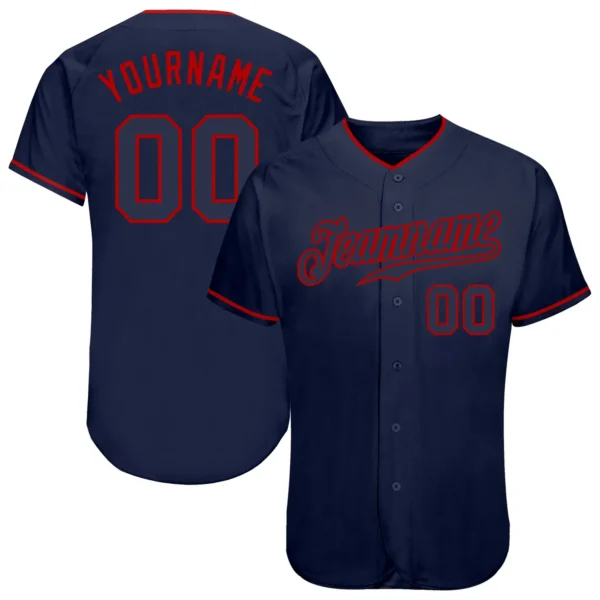 Custom Navy Baseball Jersey with Navy-Red