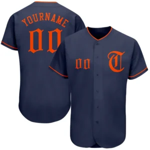 Custom Navy Baseball Jersey with Orange