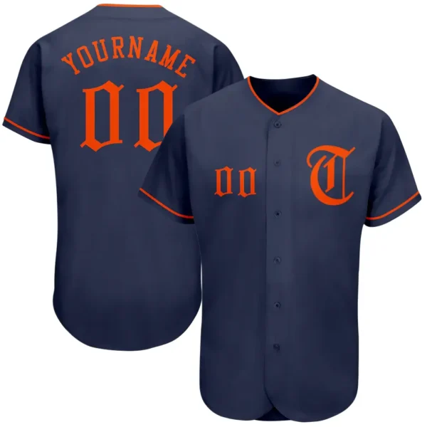 Custom Navy Baseball Jersey with Orange