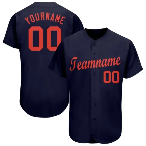 Custom Navy Baseball Jersey with Orange