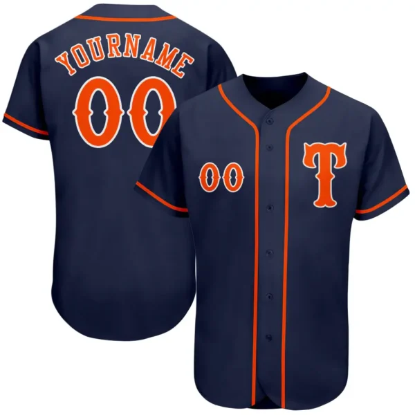 Custom Navy Baseball Jersey with Orange-White