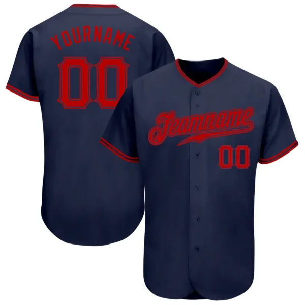 Custom Navy Baseball Jersey with Red