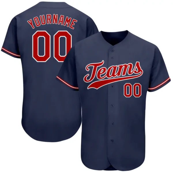 Custom Navy Baseball Jersey with Red-White