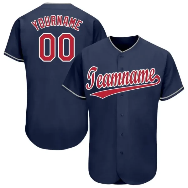 Custom Navy Baseball Jersey with Red-White