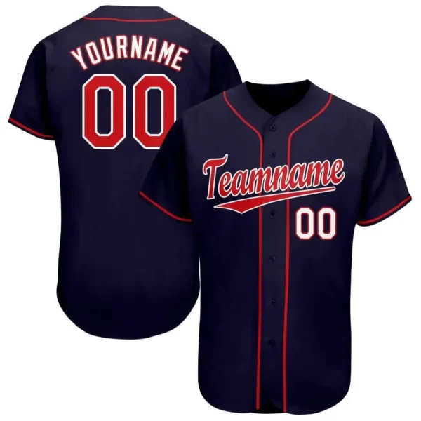 Custom Navy Baseball Jersey with Red-White