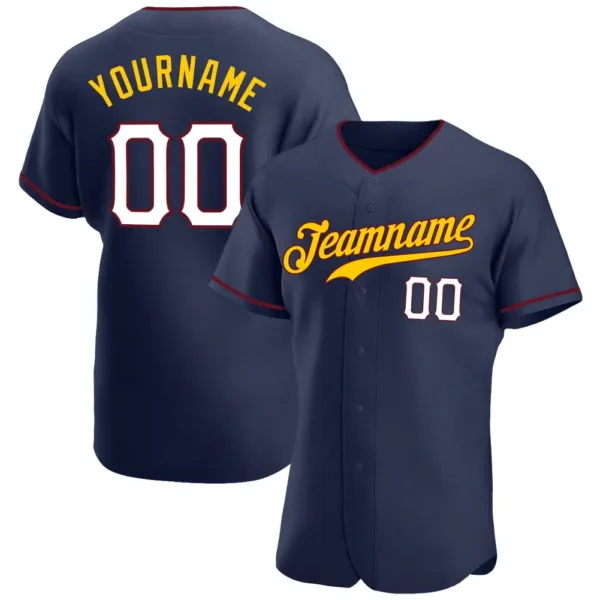 Custom Navy Baseball Jersey with White-Gold