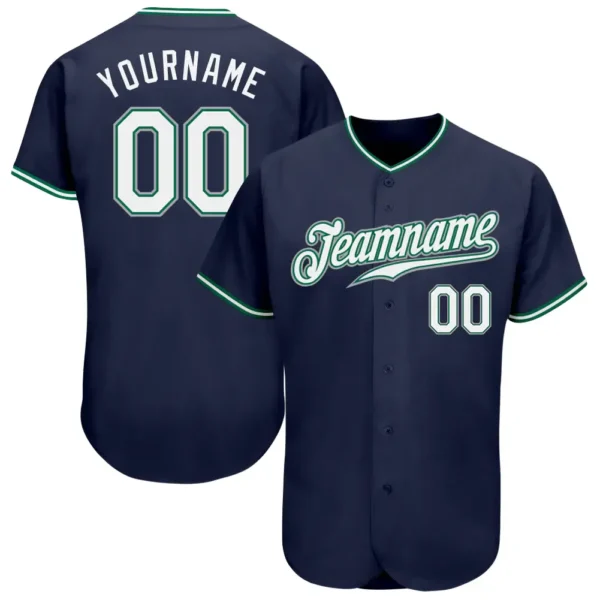 Custom Navy Baseball Jersey with White-Kelly Green