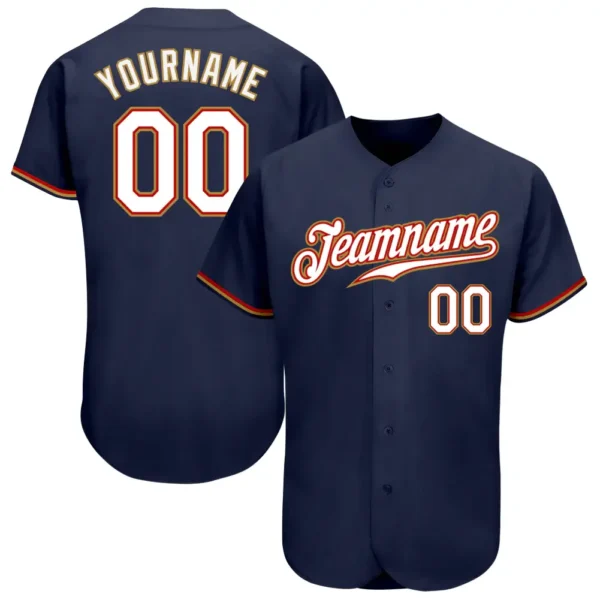 Custom Navy Baseball Jersey with White-Old Gold