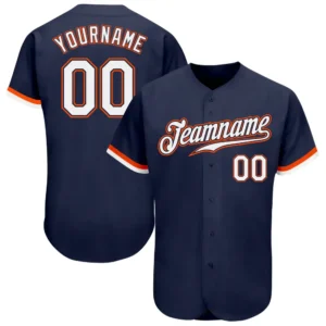 Custom Navy Baseball Jersey with White-Orange