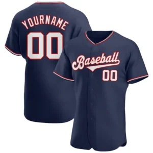 Custom Navy Baseball Jersey with White-Red