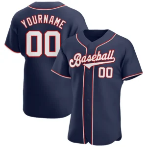 Custom Navy Baseball Jersey with White-Red