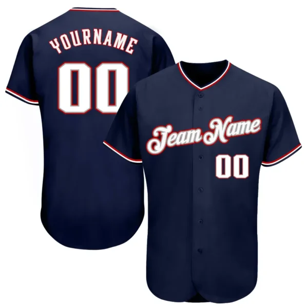 Custom Navy Baseball Jersey with White-Red