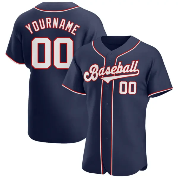 Custom Navy Baseball Jersey with White-Red