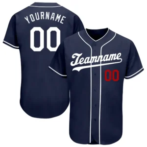 Custom Navy Baseball Jersey with White-Red