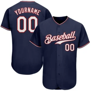 Custom Navy Baseball Jersey with White-Red