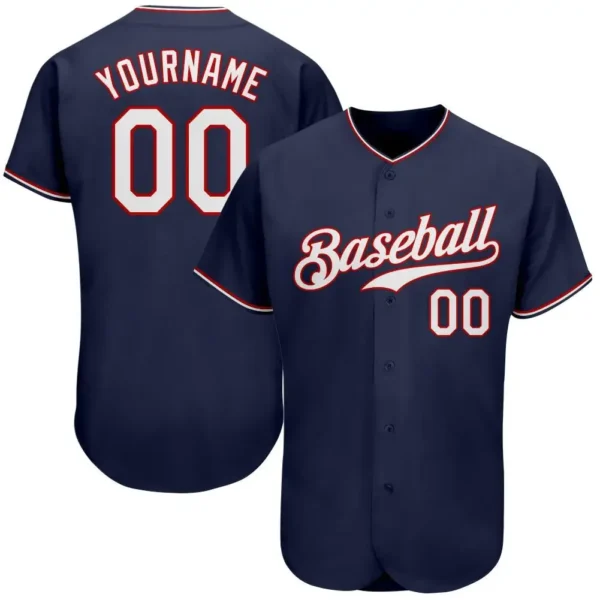Custom Navy Baseball Jersey with White-Red