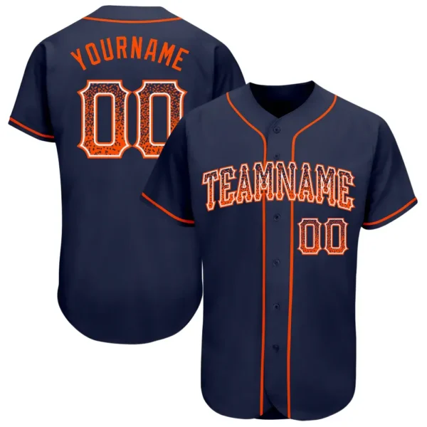Custom Navy Drift Fashion Baseball Jersey with Orange-White
