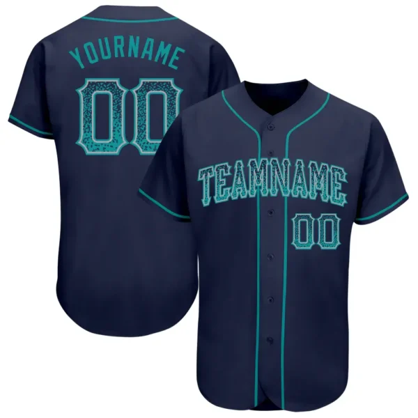 Custom Navy Drift Fashion Baseball Jersey with Teal-Gray