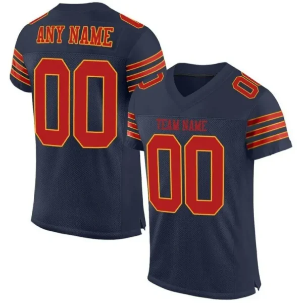 Custom Navy Mesh Football Jersey with Scarlet-Gold