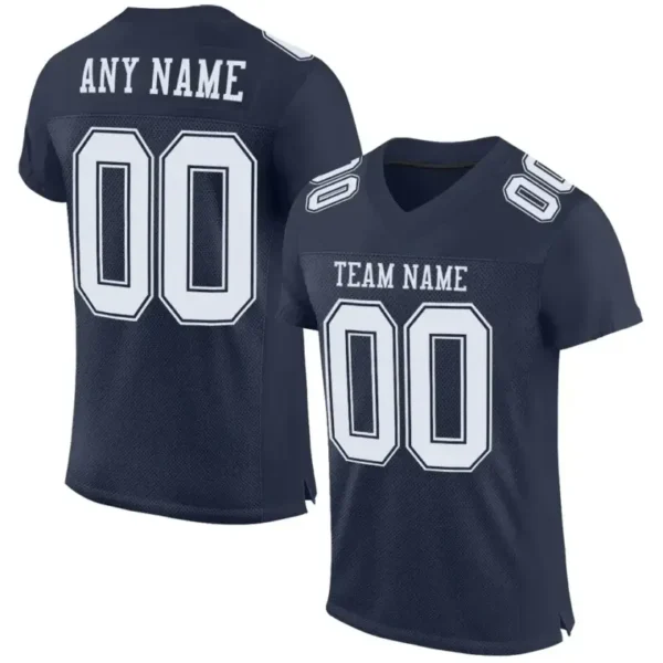 Custom Navy Mesh Football Jersey with White