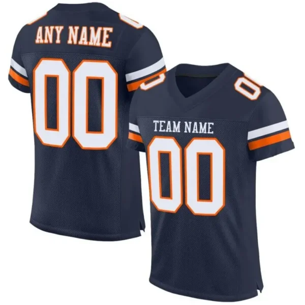 Custom Navy Mesh Football Jersey with White-Orange