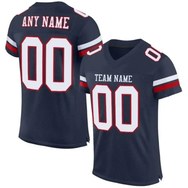 Custom Navy Mesh Football Jersey with White-Red